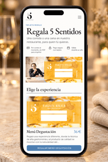 Montaje móvil de la página Regala 5 Sentidos con experiencias gastronómicas