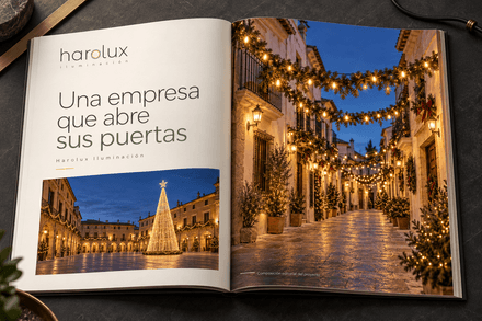 Presentación visual de la web de Harolux y su actividad de iluminación decorativa