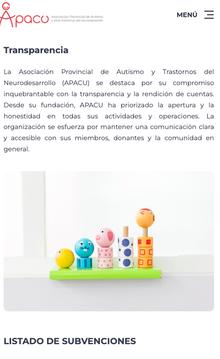 Página de transparencia de APACU en el móvil
