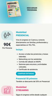 Modalidades y precios del congreso en el móvil